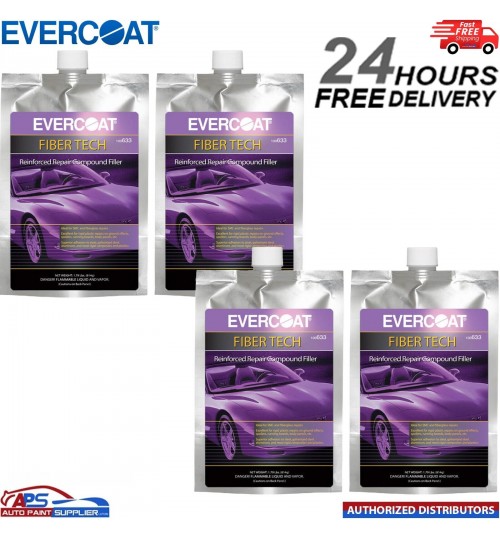 4x EVERCOAT FIBER TECH REINFORCED REPAIR COMPOUND FILLER 709ML INC HARDENER